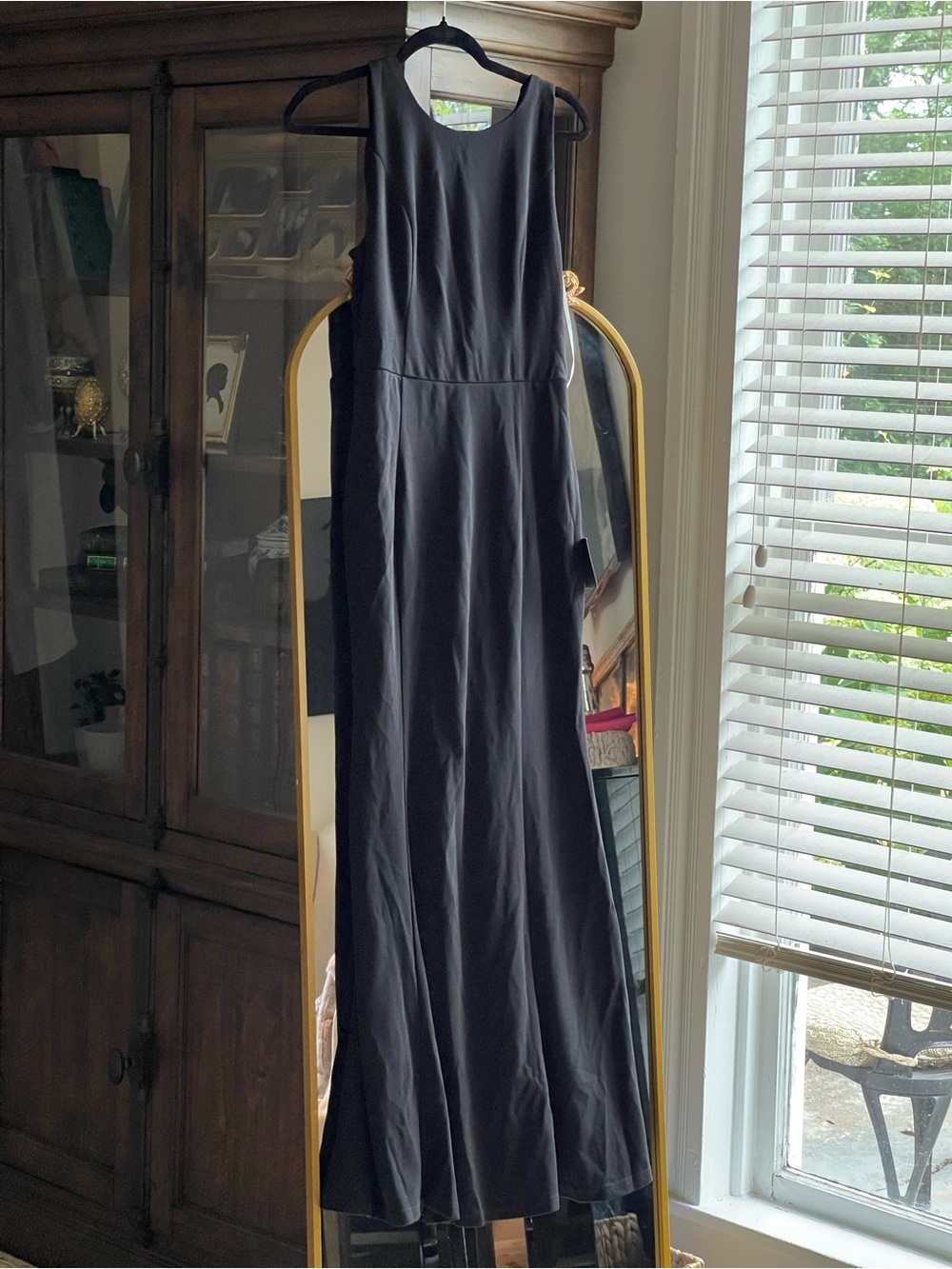 Lulu's NWT Black Boat Neck Cowl Back Sleeveless Maxi Dress